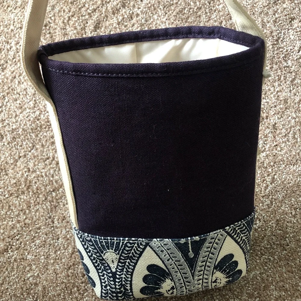 Spartina 449 Double Wine Caddy Ashley River navy blue/off white linen New - Picture 8 of 10